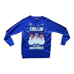 Well Worn Holiday Sweater Chilling With My Snowmies Ugly Sweater Women’s Size LG
